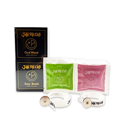 Image of Join The Club Hanging Air Freshener Sachets w /Natural Essential Oils for Car & Home Aromatherapy Fragrance Scent Packets - Oud Wood & Sexy Bomb Scent