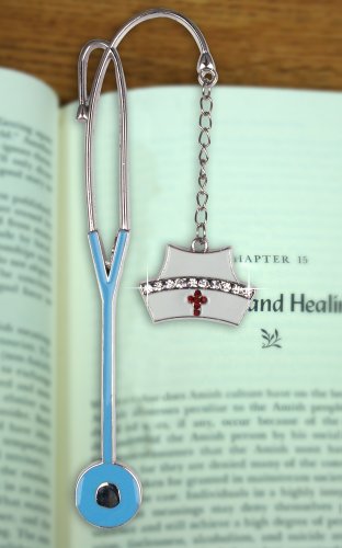 Nurse Bookmark - Enameled Stethoscope With Jeweled And Enameled Hat Charm - Nurses Day Gift - Nurse Appreciation #TOP6