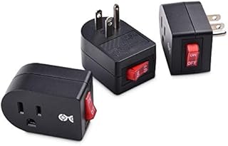 Cable Matters 3 Pack Grounded Outlet with ON Off Switch, Single Outlet Switch / Plug Switch in Black