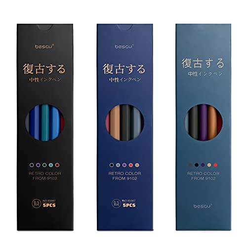 Retractable Colored Gel Pens Quick Dry Ink Pens, Fine Point 0.5Mm, 5 Assorted Colors Premium Vintage Pens For Journaling Drawing Coloring Doodling And Notetaking, School Office Home (Blue) #TOP6