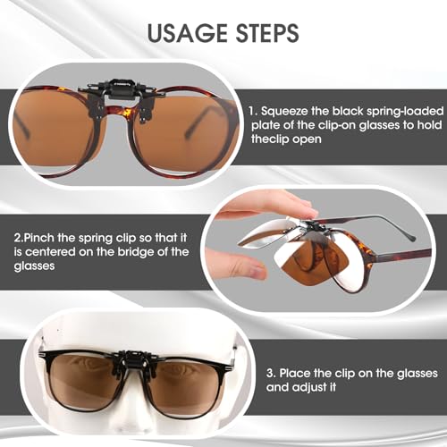 Image of Clip on Polarized Night Vision Driving Glasses Flip up Sunglasses UV-400 to Wear Over Glasses for Night Driving