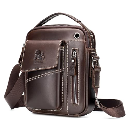 BAIGIO Bolso Bandolera de Piel Hombre Vintage Pequeño - Bolso de Hombro y Mano para Negocios, Trabajo, Viaje, Vida Cotidiana