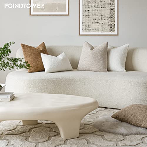 Foindtower TBPC-NEUTRAL IVORY Pack Of 2 Textured Boucle Throw Pillow Covers Accent Solid Pillow Cases Cozy Soft Decorative Couch Cushion Case thumb #6
