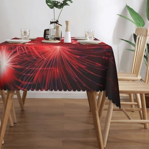 Nappe rectangulaire rouge lavable 137x183 nappe décorative de fête - 4