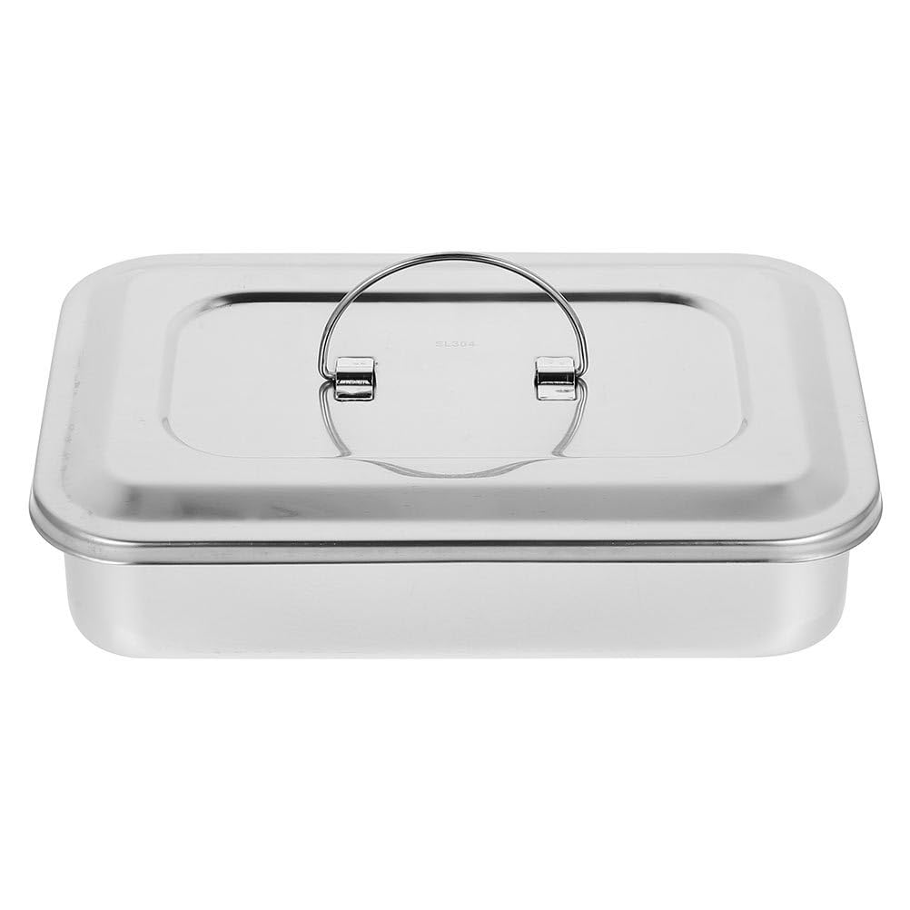 Box Beauty Square Plate Case Nail Display Tray Manicure Disinfections Plate with Pallet Dental Medical Plate Metal Instrument Rack Stainless Steel