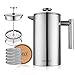MaxMiuly French Press zaparzacz do kawy 1 l, stal nierdzewna, zaparzacz do kawy z spungerem, podwójne ścianki izolowany dzbanek do kawy i zaparzacz do herbaty 1000 ml/8 filiżanek, dodatkowy filtr zapasowy, łyżeczka do kawy