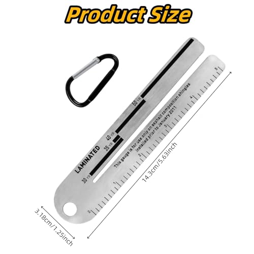 NXPpiULeh 4/09 Shingle Gauge Roof Pitch Measuring Tool with Carabiner for Measures and Analyze The Thickness