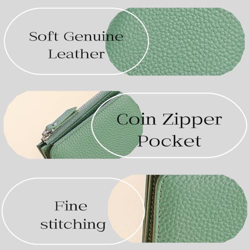 Small Wallet for Women Genuine Leather Credit Card Holder RFID Blocking Bifold Wallet with Zipper Pocket and ID Window4