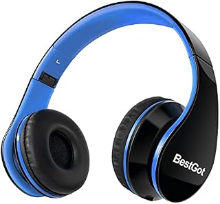 BestGot Kids Headphones Boys Childrens Over Ear Wired with Microphone Lightweight with Detachable 3.5mm Cable for Smartphone Tablets Laptop (Black/Blue)