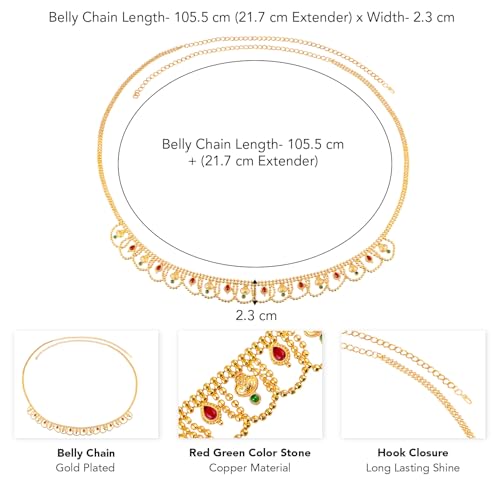 Image of Peora Gold Plated Bridal Jewellery Set with Kamarband Gift for Women Indian Traditional Ethnic Wedding