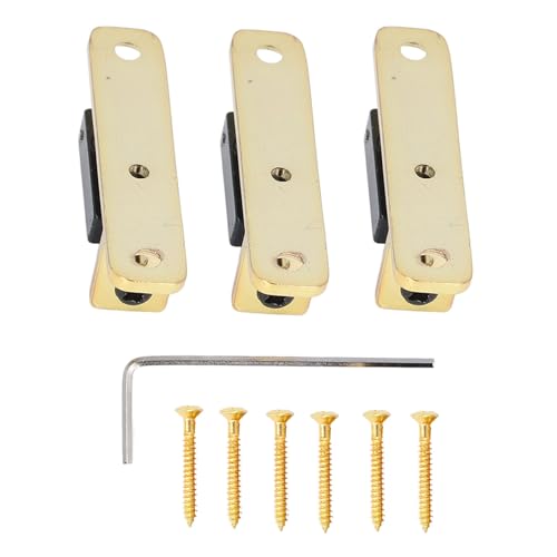 Single Roller Saddle Bridge for Electric Guitar with Hex Wrench, Metal Material, Black, 6PCS Roller Saddles for Guitar Parts, Wide Applications (GA1221 Balck and Gold)