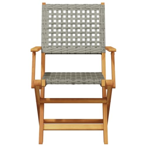 Tables basses de table et chaises pliantes en bois massif gris - 5