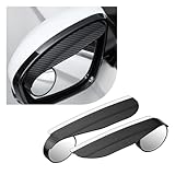Gasedin 2PCS Car Blind Spot Mirror, Adjustable Wide Angle Side Mirror with Rain Visor Guard, Carbon Fiber Rear View Blind Spot Mirror Reflective Protection Shield, Car Accessories