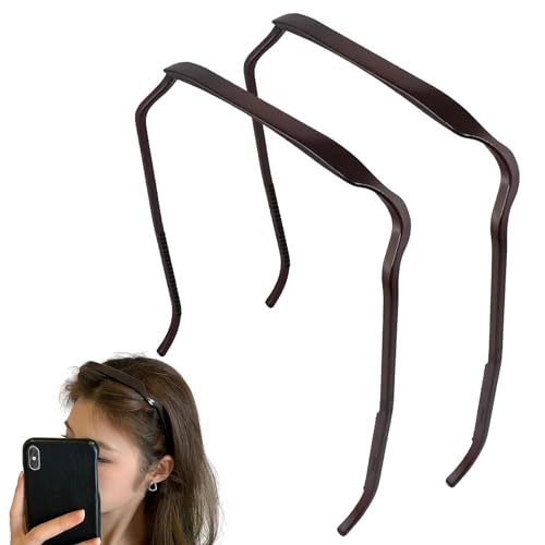 2 Pcs Square Headbands, Square Sunglasses Headband for Curly Thick Hair, Fashionable & Invisible Hair Hoop with Hinged Design, Non-Slip Hairstyle Fixing Tool for Women Girls without Headache (Brown)