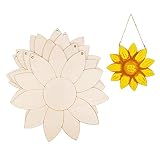 4 Pack Unfinished Wood Sunflower Cutout Wood Sunflower Door Hangers Decoration Unpainted Wood Decora