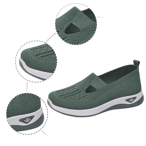 Women's Orthopedic Shoes Woven Wide Arch Support Slip-On Orthowalk Sneakers Casual Breathable Soft Anti-Skid Sports Footwear4