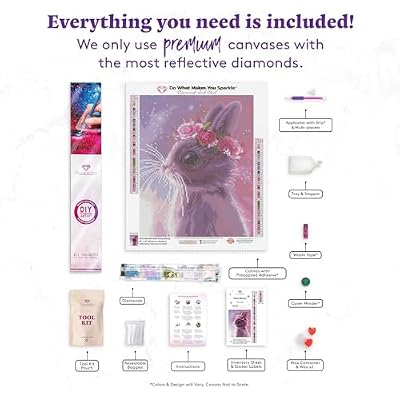 DIAMOND ART CLUB Fairy Bunny Diamond Painting Kit, Fun DIY Crafts for Adults, Round Diamond Art Canvas, 13 x 16 (32.8 cm x 40.6 cm)