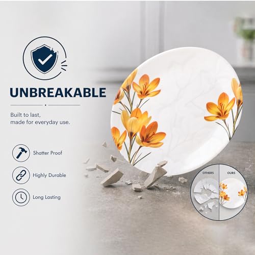 Image of Golden Fish 16 Pieces Complete Dinner Set for Home | 4 Full Plates, 4 Quarter Plates, 4 Veg Bowls, 2 Donga & 2 Serving Spoons | Ideal for Family Dining, Guests, Parties & Gifting