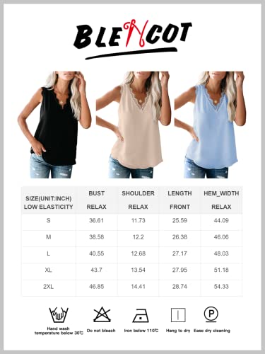 BLENCOT Women Lace Trim Tank Tops V Neck Fashion Casual Sleeveless Blouse Vest Shirts - Image 6