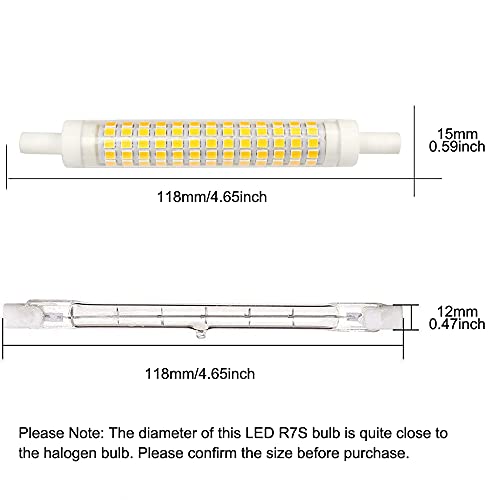 Familite R7S Led Bulb 118Mm, 10W Dimmable J118 Flood Light, 50-75W Halogen T3 Replacement For Torchiere Wall Sconce Work Light Banker Light (Warm White, Pack Of 2) #TOP2