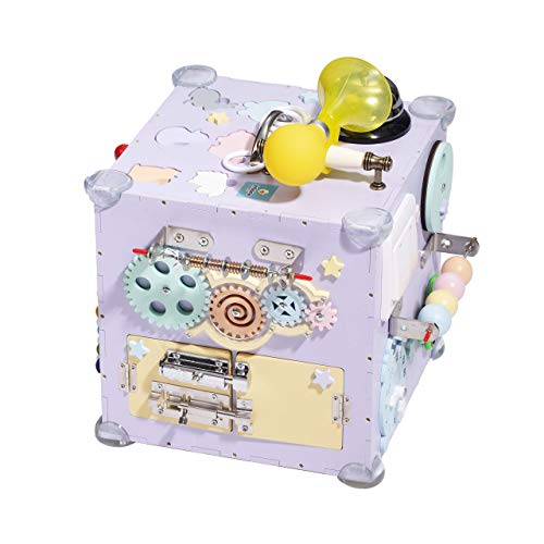 Cube with 5 Busy Boards, 20 Sensory Fidget Toys for Ages 1-6 Years, Big Learn and Play Activity Center