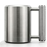 SPGYENX Heavy Mug 18LB/8KG 10 oz, Weighted Coffee Cup, Dumbbell Mug,304 Stainless Steel Fitness Dumbbell Coffee Mug with Non-Slip Handle for Arm Training, Home Gym, Funny Gift，300ML Capacity, Silver