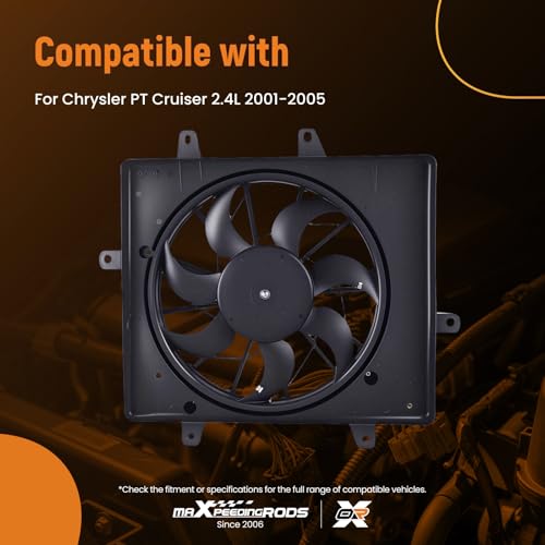 Image of maXpeedingrods 620-022 Engine Radiator Cooling Fan Assembly forChrysler PT Cruiser 2.4L 2001-2005 Replace# 5017407aa 5017407ab