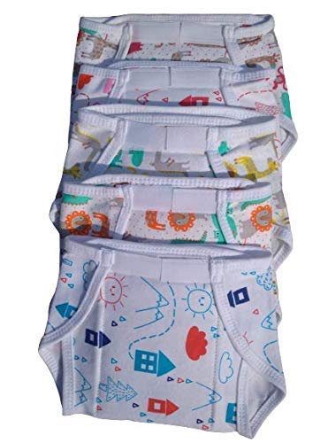 Cuckoos Baby Boy's & Girl's Cotton Hosiery Padded Nappies, Nappy, Langot Washable Reusable Cotton Diaper Nappy Pack of 5 (6-12 Months)-image-4