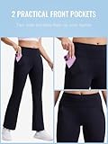 ZENGVEE Bootcut Yoga Pants for Women with Pockets Flared Leggings High Waist Womens Trousers Tummy Control Workout Bootleg Work Pants,C9300-Black-M - Image 2