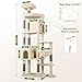 Globlazer Kratzbaum Beige XXL für Große Katzen 213 cm mit 2 Groß Katzenhaus, Extragroß Gepolsterte Plattform 55 * 45CM, 9 Sisalstämmen, Luxus Katzenbaum Stabil für 3-5 Schwere Katzen (F83, Beige)