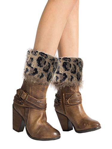 Campsis Leopard Printed Short Boot Cuffs Socks Khaki Fuffy Boot Cover Toppers Knitted Leg Warmers For Women And Girls #TOP25