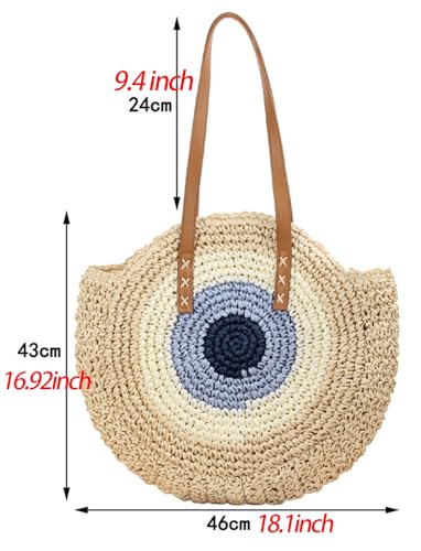 Women's Round Straw Bag Woven Bag Shoulder Bag Beach Bag Top-Handle Handbags2