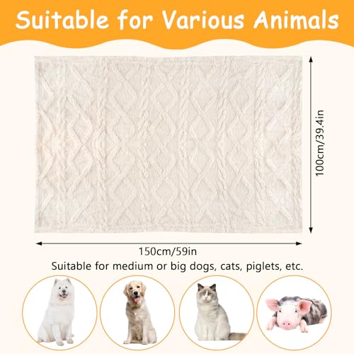 Neerow Hundedecke, 100x150 cm Katzendecke Sofa, Hunde Decke Waschbar, Fleece Haustier Decke Flauschig für Kleine und Mittelgroße Hunde, Katzen Kuscheldecke (Beige)