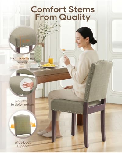 Image of Upholstered Dining Chairs Set of 4 with Thickened Seat Cushion