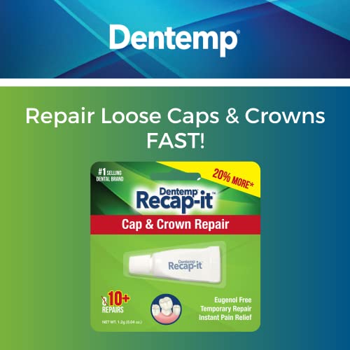 Dentemp Recap-It Cap And Crown Repair Dental Kit - Fast Acting Formula Dental Cement For Loose Caps (Pack Of 1) - Temporary Cement For Crown And Bridge #TOP1