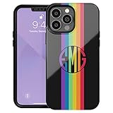 Artisticases Benutzerdefinierte Initialen Monogramm LGBTQ Pride Rainbow Gay Personalisierte Namenshülle, entworfen für iPhone 14 Plus, iPhone 13 Pro Max, iPhone 12 Mini, iPhone 11, iPhone X/XS Max,