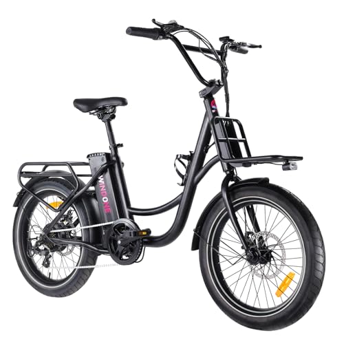 Windone E20 Electrical Bike for Adults, 20MPH Max Velocity, 40 Miles Vary, 20″ × 3.0″ Fats Tire, 350W Motor, 7-Velocity, 374Wh Detachable Battery, UL 2849 Licensed Ebike