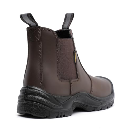 Image of DRKA Men's Chelsea Steel Toe Work Boots - Waterproof, Slip-Resistant, Anti-Puncture Safety Shoes for Construction & Outdoor Work