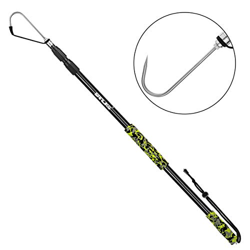 SAN LIKE Telescopic Fishing Gaff,Aluminum/Fiberglass Pole with Nonslip EVA Handle,Stainless Steel Hook