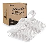 HOUÍSM 36Pack Baby Hangers, 11"-15" Adjustable Children Clothes Hangers for Nursery Kids Toddler, No