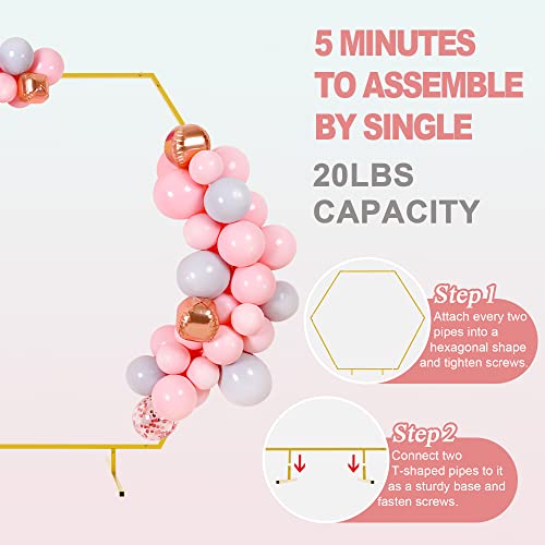 Asee'm 7.2 Ft Gold Hexagon Metal Wedding Arch Hexagon Backdrop Stand For Ceremony Birthday Reception Stage Wedding Graduation Party And Baby Shower Backdrop Frame Decoration #TOP3