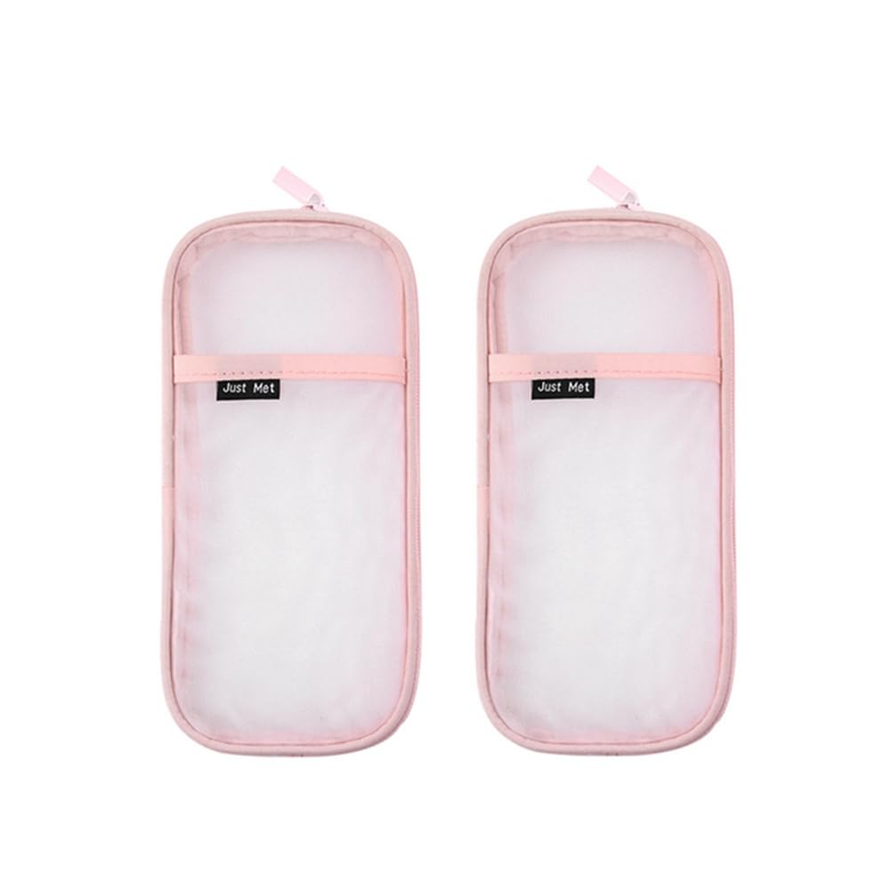 sunree 2 Pack Clearly Visible Grid Pen Cases Organizer, Zipper Transparent Makeup Bag Pencil Case Pouch