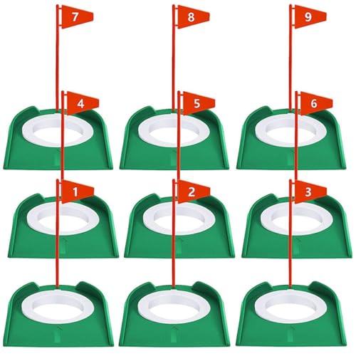 Jeu de 9 trous pour putter de golf multidirectionnels pour s'exercer en famille au salon