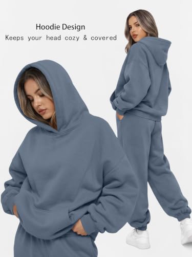 Image of AUTOMET Womens 2 Piece Lounge Sweatsuit Fall Fashion Matching Sweat Sets | Oversized Fall Hoodies & Baggy Jogger Sweatpants Fashion 2026 Outfits