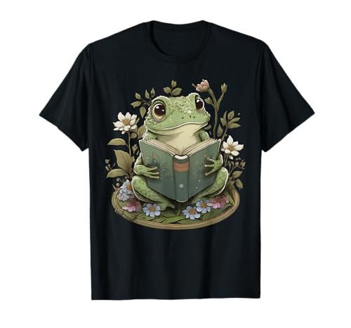Cute Cottagecore Floral Frog Aesthetic Girls Women Graphic T-Shirt Small