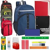 Summit Ridge (24 Pack) Bulk Backpacks with 20 Piece Supplies Kits | Prefilled 17 Inch Daisy Chain Backpack Sets (Male Colors Pack)