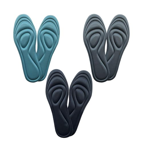 TIMJJG 3 Pares De Almohadillas De Soporte Internas, Plantillas De Algodón Transpirables Y Absorbentes Del Sudor, Plantillas Elásticas Deportivas, Aptas Para Botas, Calzado Deportivo, Azul Claro.