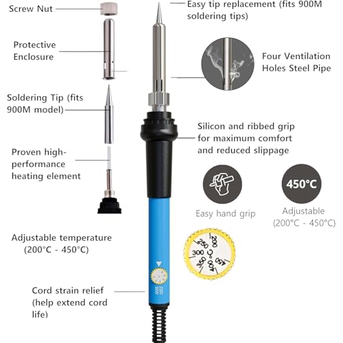 VMTRONIX Temperature Controlled Soldering Kit with 5 Tips (Pack of 8) - Image 5