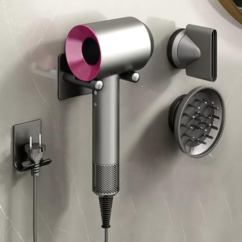 MidingChai Soporte Secador Compatible con Dyson, Accesorios Secador Compatible con Dyson Supersonic con función de Almacenamiento de Cable y Capacidad para 2 boquillas. Fabricado en Aluminio