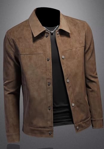 Men's Vintage Suede Blazer Single Breasted Business Casual Faux Leather Sports Jacket2